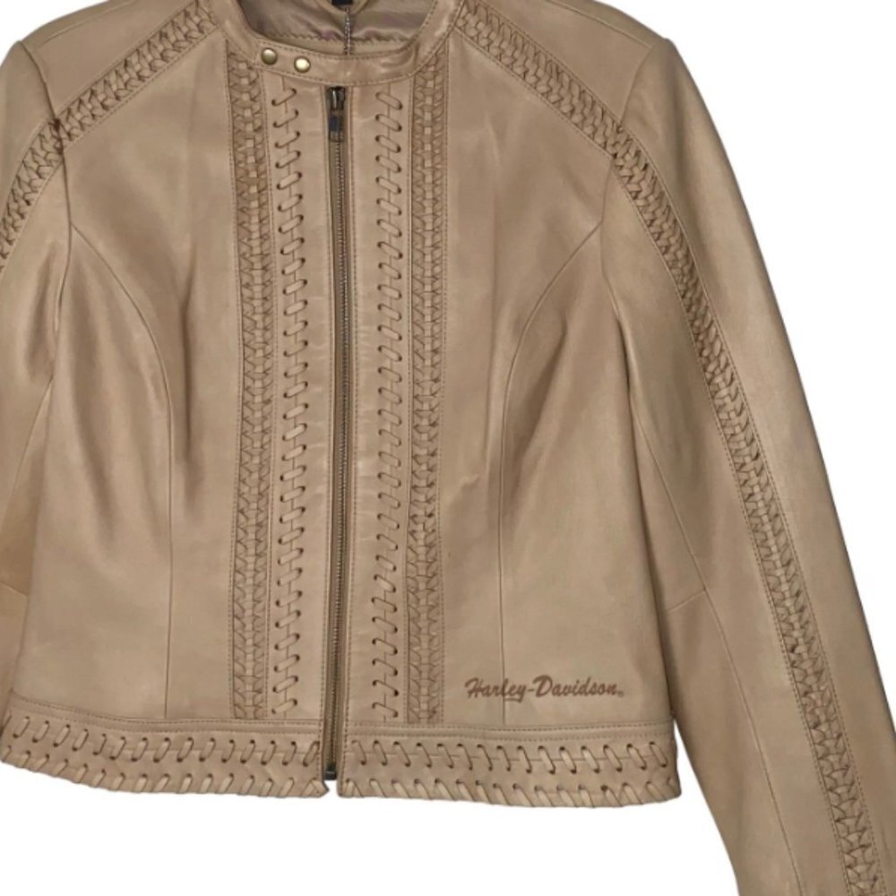 Rare Women's Authentic Harley Davidson Tan leather Jacket Small NWT​​​​​​​​ - Picture 5 of 8
